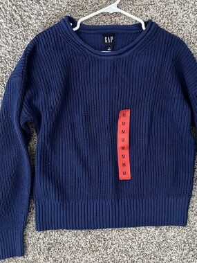 Women's GAP Blue Ribbed Long Sleeve Sweater